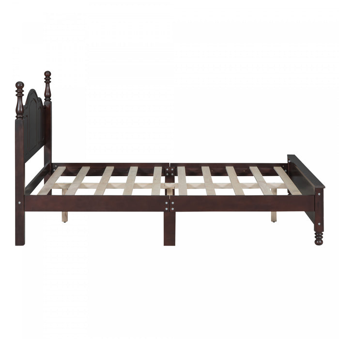 Jessie Lit a plateforme de style retro avec support a lattes en bois, taille double, noyer