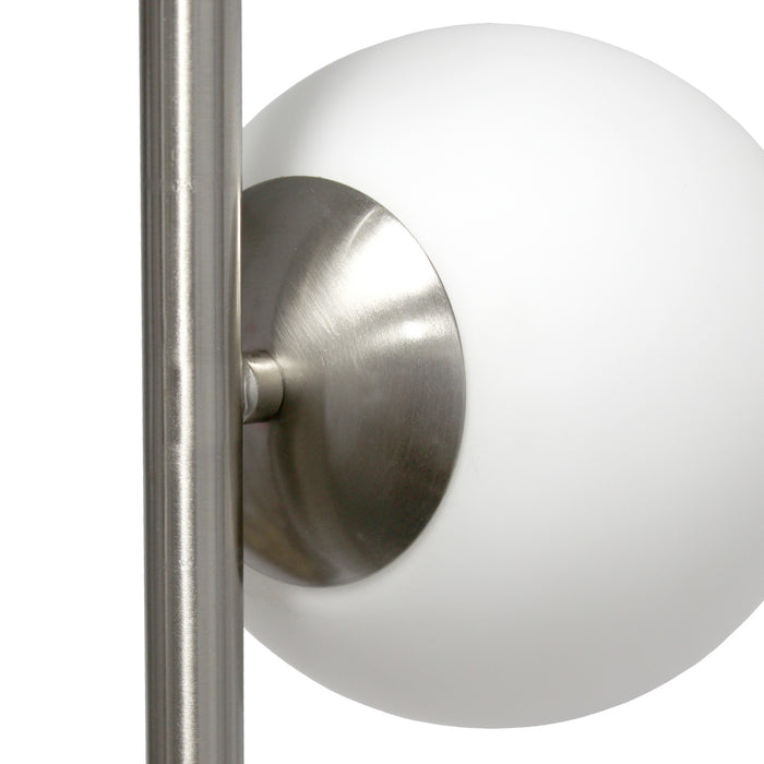 Liam Lampadaire moderne a 2 lumieres, Nickel brosse, 66 po H