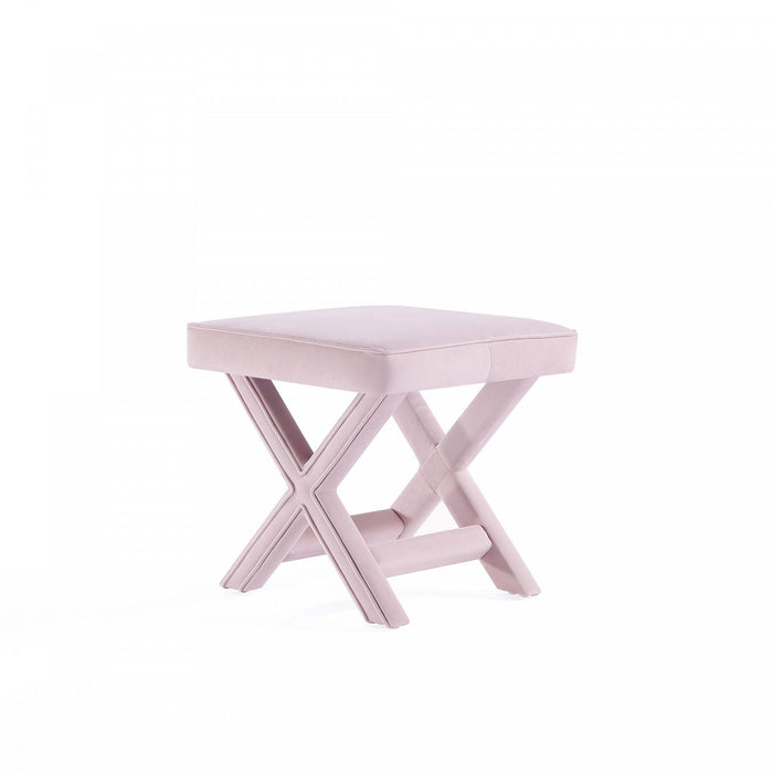 Banc d’appoint Abigail style milieu du siecle moderne en velours rose