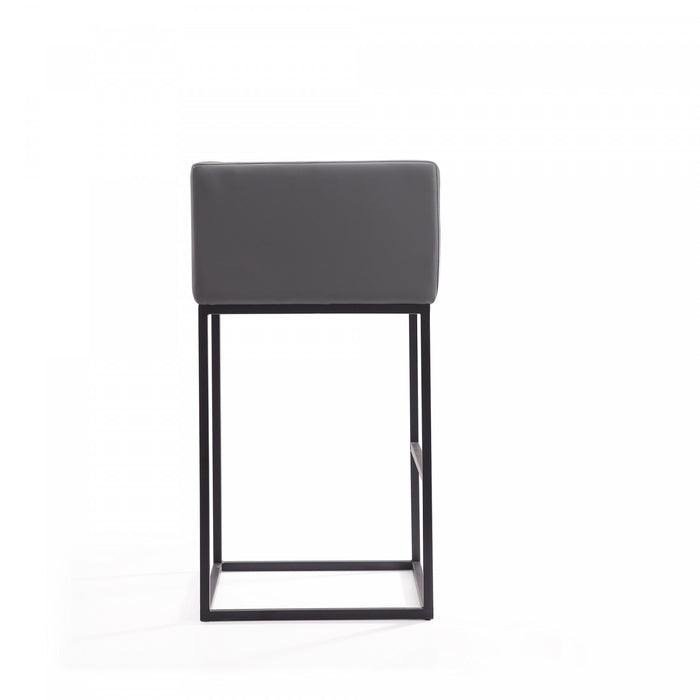 Tabouret de bar Embassy style milieu du siecle en metal et tissu gris - Lot de 3