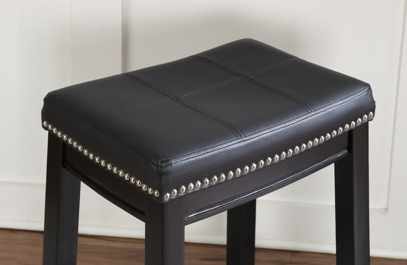 Tabouret Claridge de hauteur comptoir en similicuir noir et sans dossier - ensemble de 2