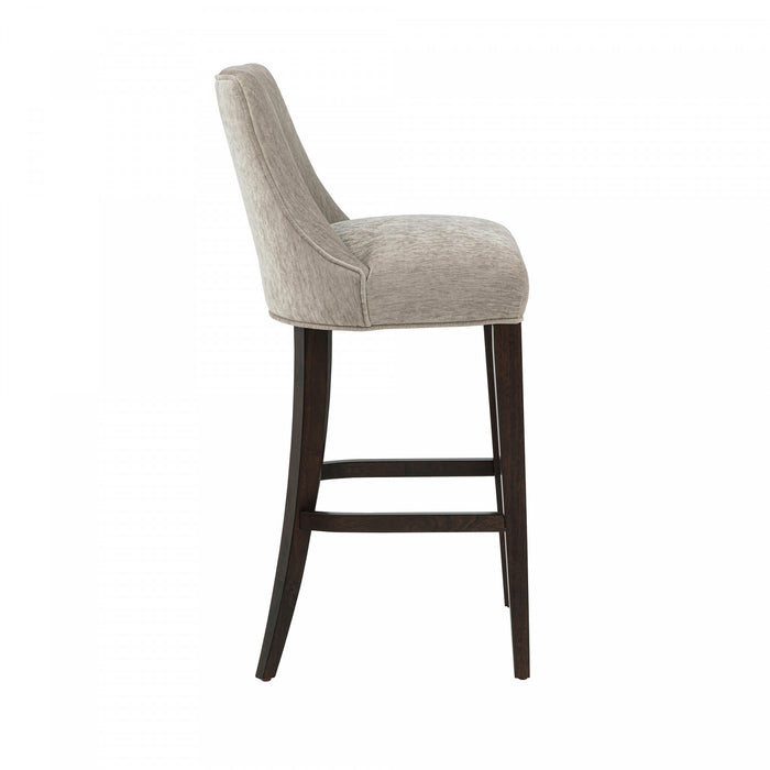Tabouret de bar moderne Beever en bois et chenille taupe - Lot de 3