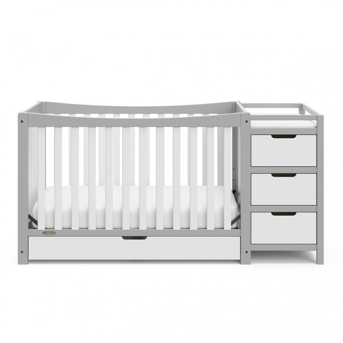 Graco Remi Lit de bebe convertible 4-en-1 avec table a langer - Gris galet avec blanc
