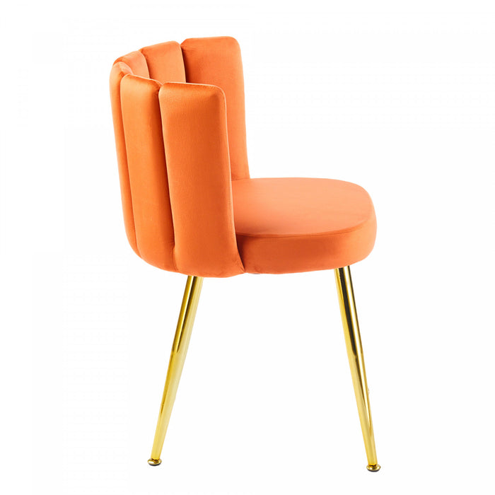 Ensemble de salle a manger Aiden 5 pieces avec table en verre et chaises en velours, couleur orange