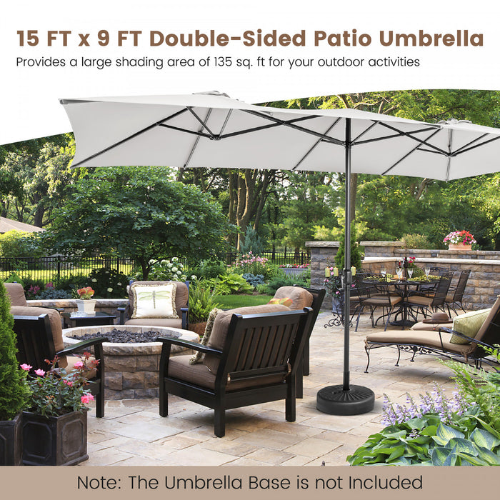 Costway Grand parasol de marche double face 15FT avec manivelle, ventilation, pour exterieur double