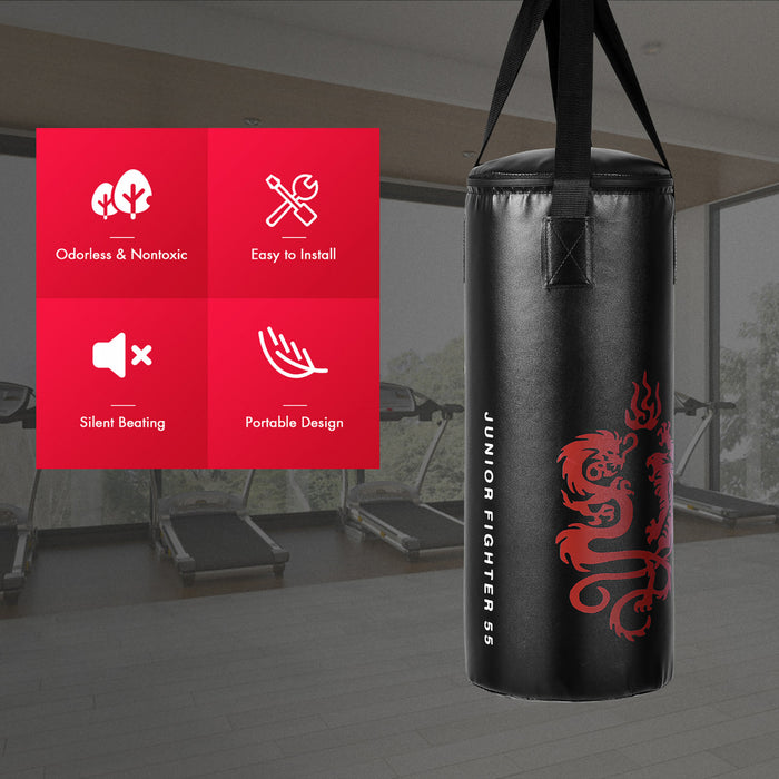 Sac De Sable 10 Kg Suspendus Pour Enfants Formation Avec Gants De Boxe Et Corde A Sauter Professionnelle，ensemble Complet De Boxe Pour Kick Boxing, Thai Boxe, Taekwondo,25x25x60cm