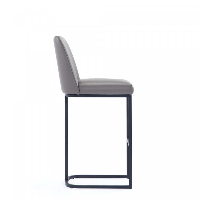 Tabouret de bar moderne en metal et tissu Serena, taupe - Lot de 3