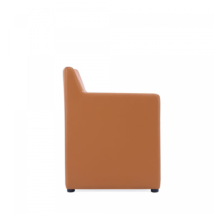 Fauteuil moderne en cuir vegetalien Anna Square couleur brun selle - Lot de 2