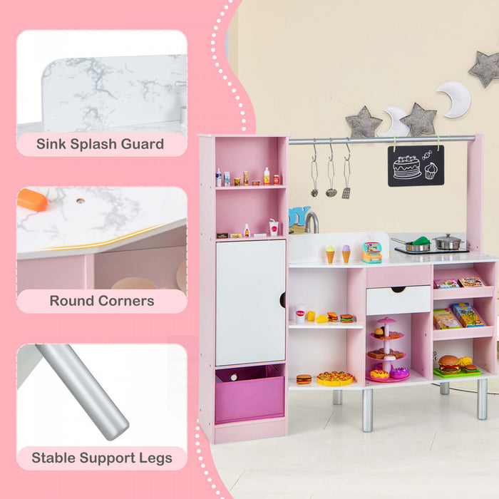 Cuisine Et Marche Pour Enfants 2 En 1 Avec Lumiere Et Son Realistes, 82 Accessoires Inclus