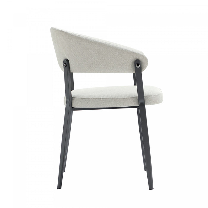 Chaise de salle a manger moderne en metal et tissu Belle, couleur flocon d’avoine - Lot de 2
