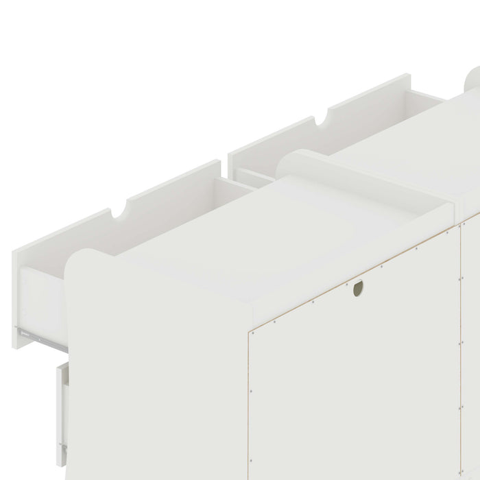 Table de nuit Coney style mid-century moderne 71 cm en blanc (3 tiroirs) – Lot de 2