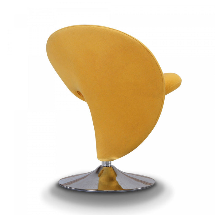 Fauteuil pivotant moderne en laine melangee Curl jaune - Lot de 2