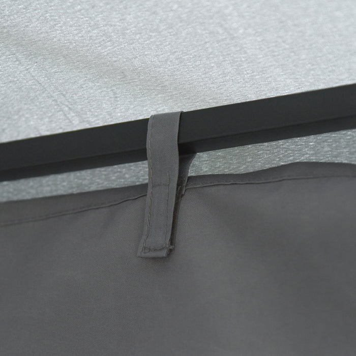 Outsunny 10' X 10' Pavillon De Jardin Tonnelle Barnum Gazebo Avec Parois Laterales Gris Fonce