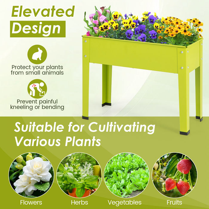 Costway 24\" Lit De Jardin Eleve Avec Les Jambes Boite De Planteur En Metal Elevee Trou De Drainage Cour Arriere Vert