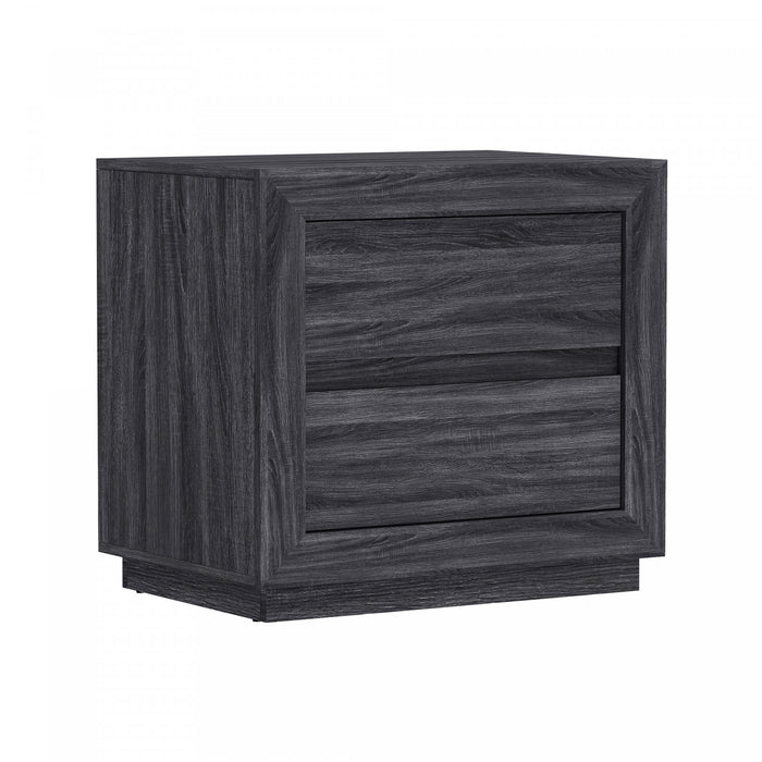 Table de nuit contemporaine Soren 66 cm en gris charbon (2 tiroirs)