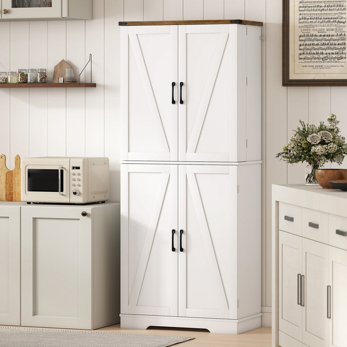 HOMCOM Meuble de rangement de cuisine 72 po, style campagnard, blanc