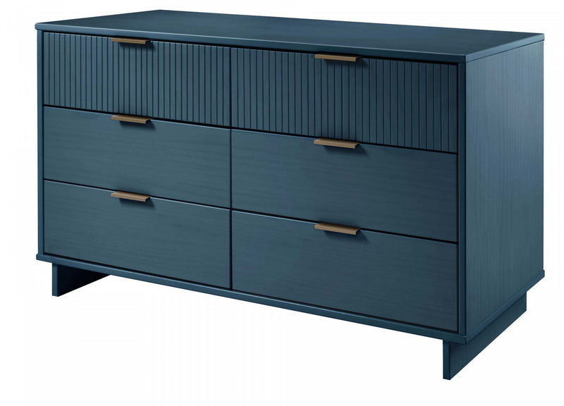 Commode Granville Modern 55\" en bleu minuit (6 tiroirs)