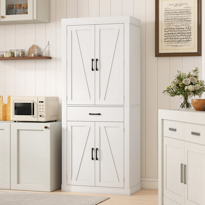 HOMCOM Armoire de cuisine de 72 po, armoire de rangement, blanc