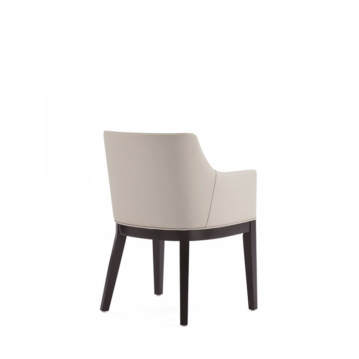 Fauteuil en bois moderne Gansevoort en cuir vegetalien gris pierre - Lot de 2