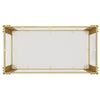 Aria 47.5 Inch Modern Rectangular Coffee Table with Asymmetrical Gold Frame and Glass Top, Transparent | Aria Table Basse Rectangulaire Moderne 47.5 po avec Cadre Asymetrique Dore et Plateau Verre, Transparent
