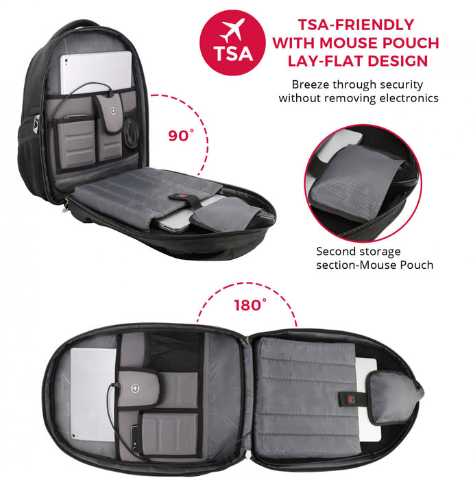 Sac a dos Swissdigital Terabyte – Sac pour ordinateur portable 15,6, Charge USB, Detecteur SDD, Protection RFID, Grande capacite, Garantie de 2 ans