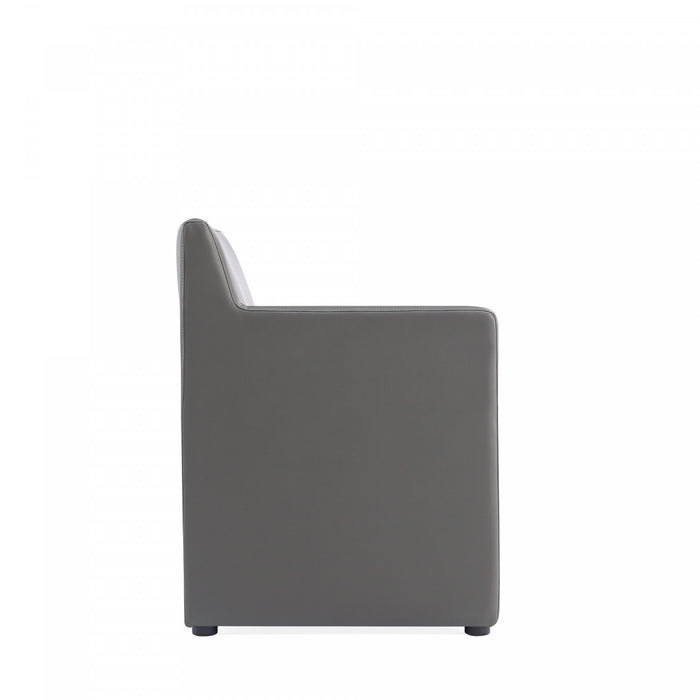 Fauteuil moderne en cuir vegetalien Anna Square en graphite - Lot de 2