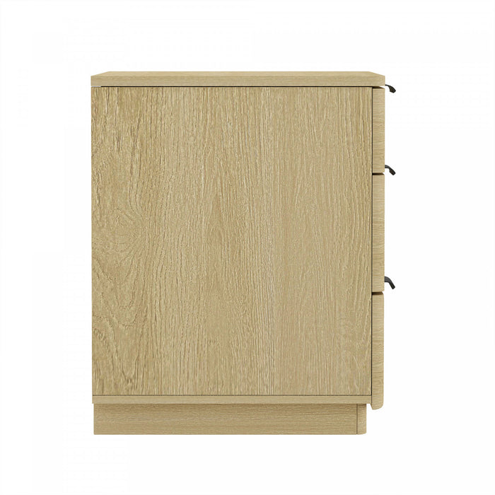 Table de nuit moderne Payton 66 cm en chene naturel (3 tiroirs)