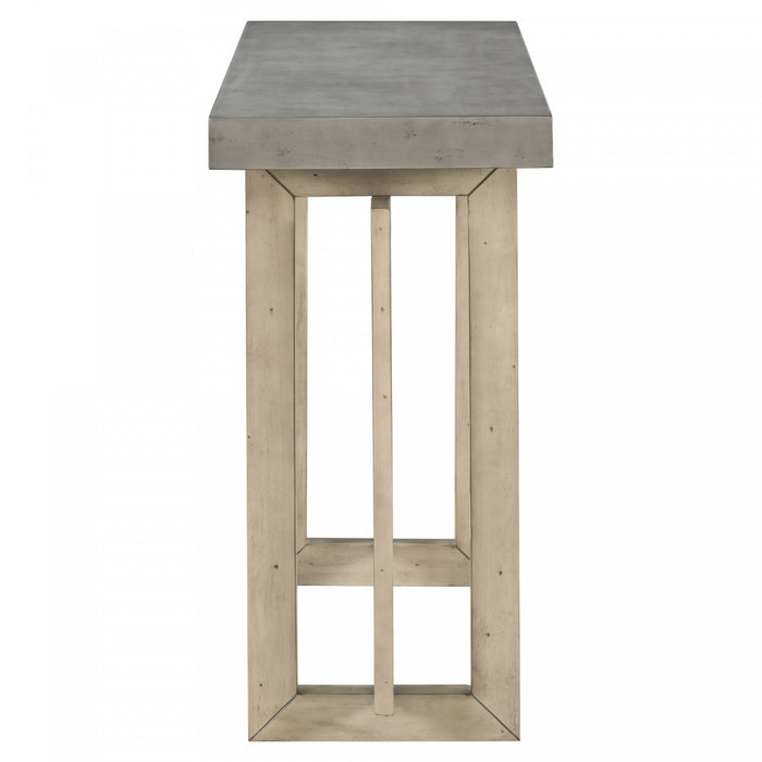 Table d'entree peinte Ethan 59,1'' avec design rectangulaire triple et pieds en bois de pin, grise