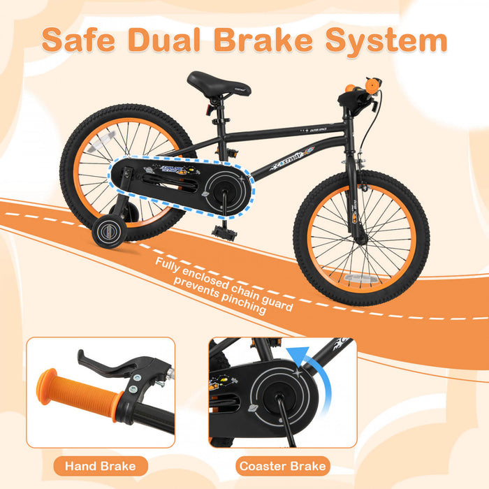 Velo Costway 18 Pouces Pour Enfants De 4 A 8 Ans Avec Selle Reglable Et Guidon Antiderapant Noir
