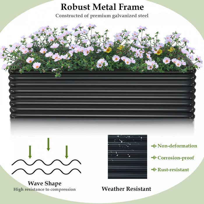 Costway 2 Pcs Galvanise Souleve Lit De Jardin Exterieur Planter Boite De Bois De Chauffage Porte-journaux