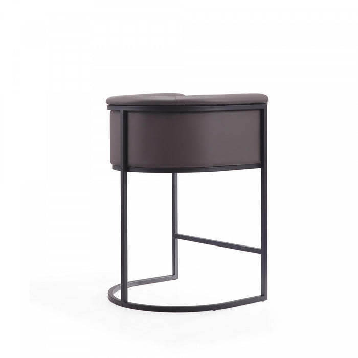 Tabouret de comptoir moderne du milieu du siecle en metal et tissu, coloris graphite, lot de 2
