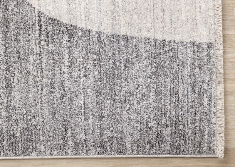 Tapis geometrique gris noir creme Olivia, 7'10\" x 10'2\"