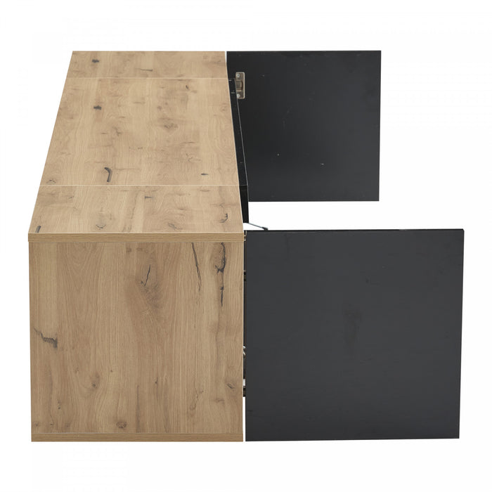 Oliver meuble TV mural avec eclairage LED et rangement, noir