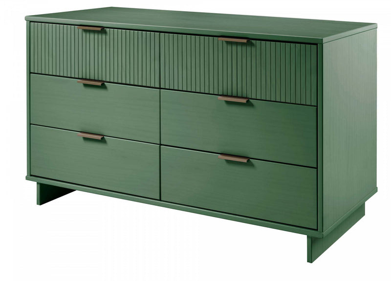 Commode Granville Modern 55\" en vert sauge (6 tiroirs)