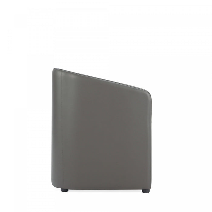 Fauteuil moderne Anna Round en cuir vegetalien graphite - Lot de 2