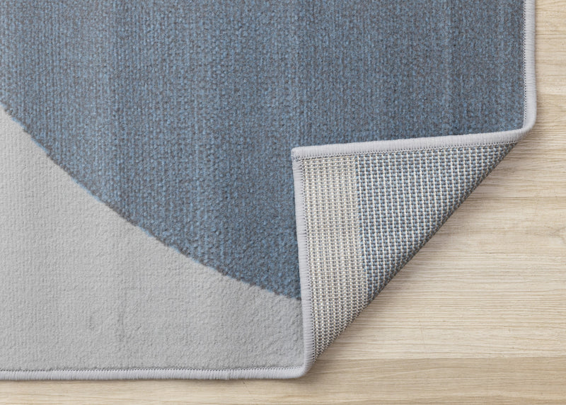 Carpette Forte bleue, grise et blanche à motif géométrique de demi-cercles - 7 pi 9 po x 10 pi 6 po