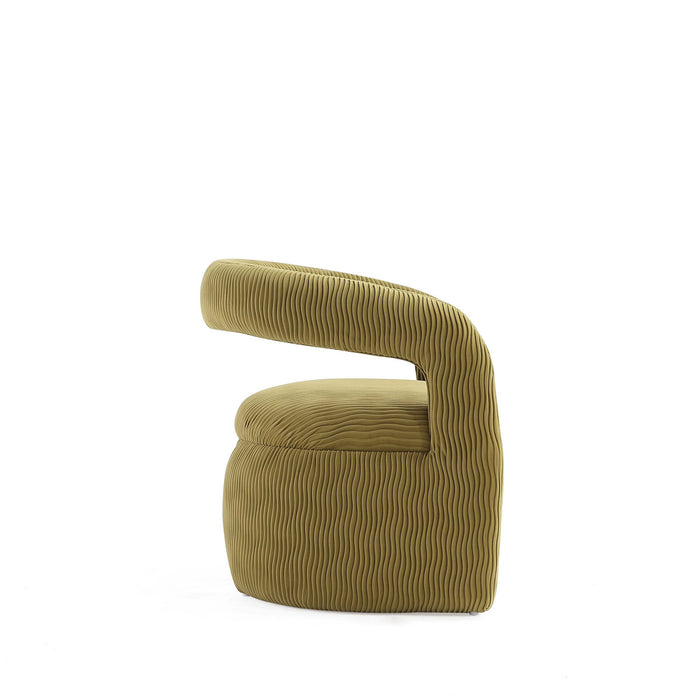 Fauteuil lounge Corvette style milieu du siecle en velours vert olive - Lot de 2