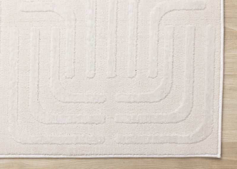 Tapis a motifs de treillis orientaux creme beige Leonardo, 5'3\" x 7'7\"