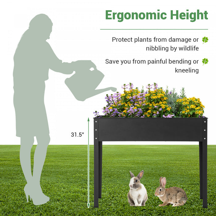Costway 40\" Lit De Jardin Eleve Avec Les Jambes Metallique Eleve Planter Boite De Drainage Trou Arriere Cour