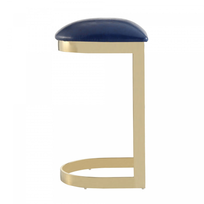Tabouret de bar moderne en metal et tissu Aura bleu - Lot de 2