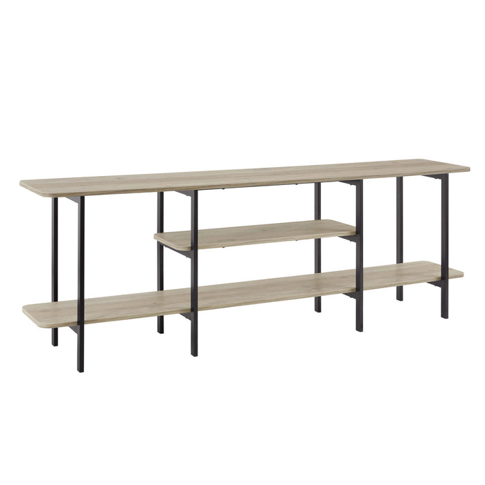 Table console contemporaine moderne Celine 180 cm en gris rustique (3 etageres)