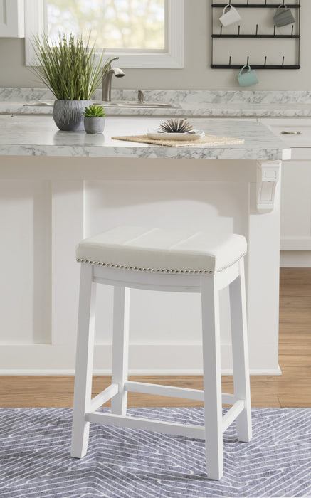 Tabouret Claridge de hauteur comptoir en tissu et sans dossier - blanc