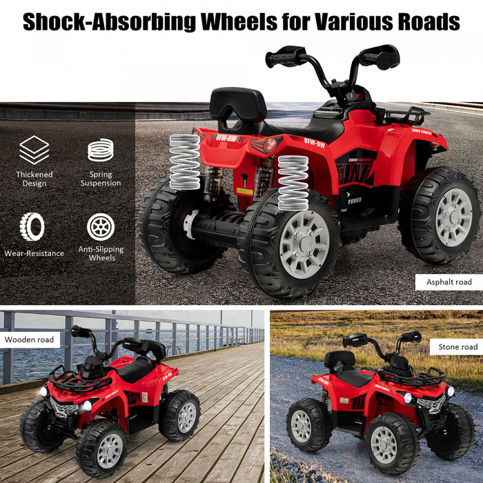 Costway 12v Enfants Rouler Sur Atv Electrique 4 Roues Quad 2 Vitesses W / Mp3 & Phares Rouge