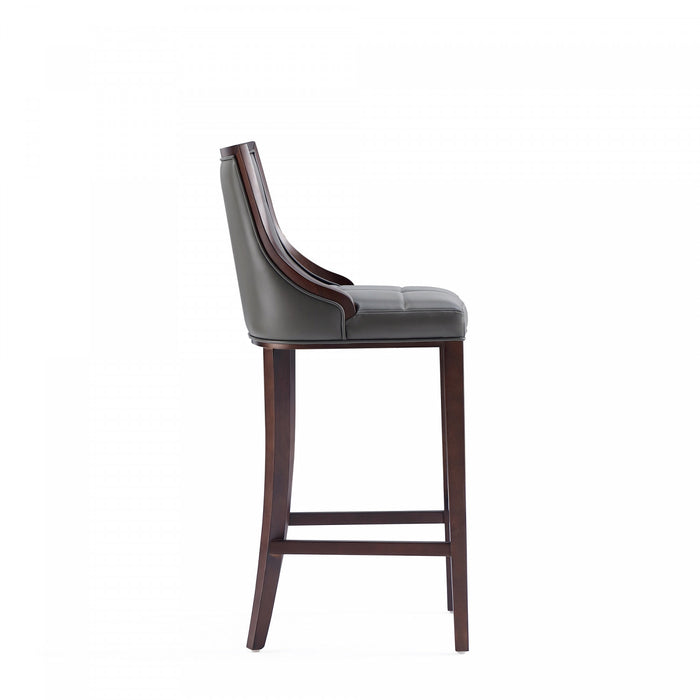 Tabouret de bar traditionnel en bois avec assise rembourree Fifth Avenue, graphite – Lot de 2