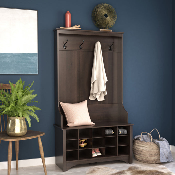 Portemanteau avec rangement pour chaussures - espresso