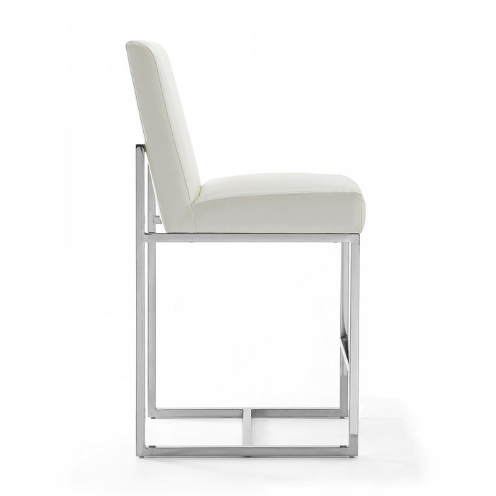 Tabouret de comptoir moderne en metal et tissu Element, blanc perle - Lot de 3