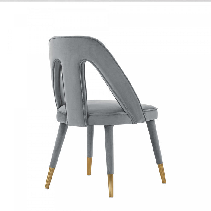Chaise de salle a manger moderne Neda en velours gris - Lot de 2