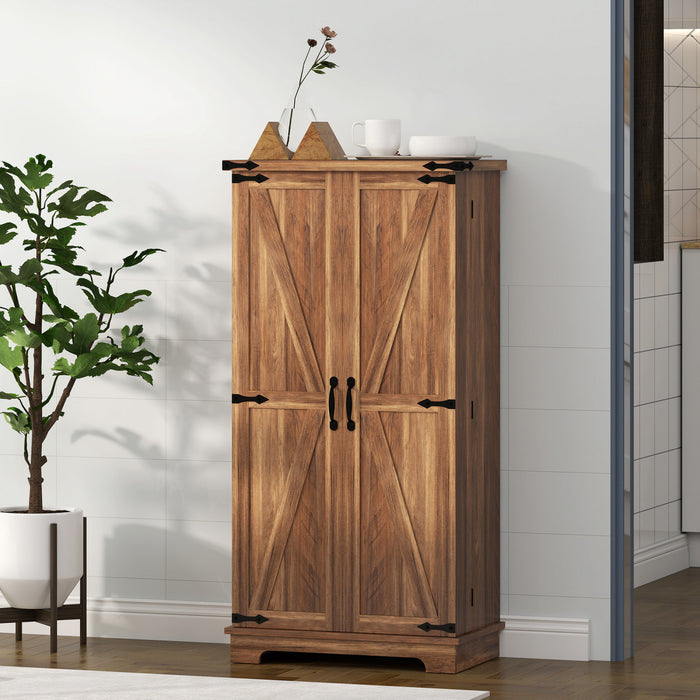 HOMCOM Armoire de cuisine avec etageres reglables, marron
