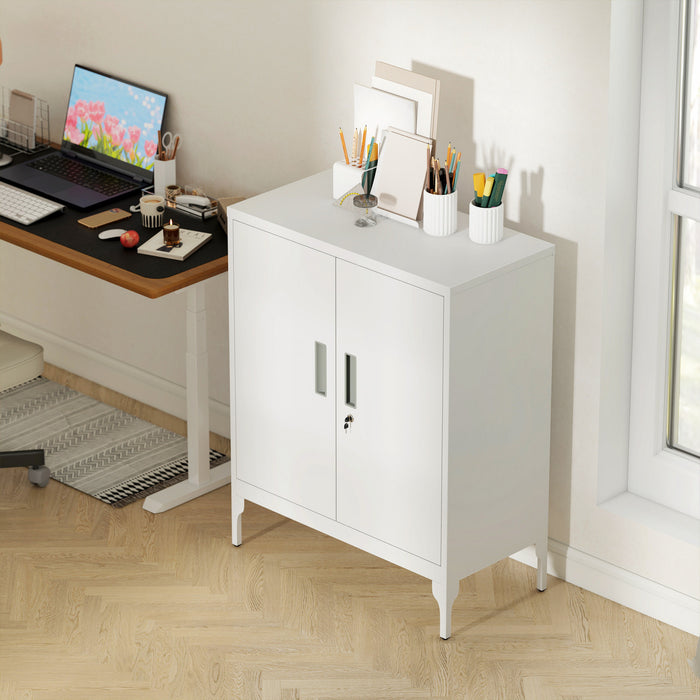 HOMCOM Armoire de rangement metallique avec serrure, armoire en acier Blanc
