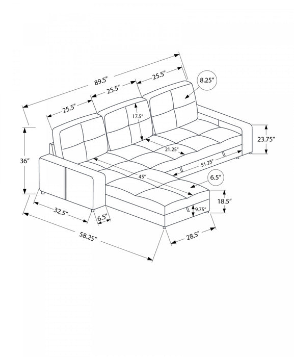 Canape Lit, 90\" Longueur, Canape-Lit Convertible, Chaise De Rangement, Tissu Bleu Clair